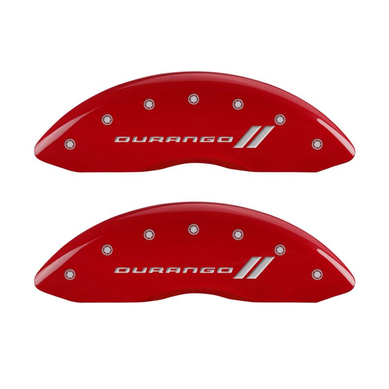 Couvre-étriers MGP 4 gravés à l'avant et à l'arrière avec rayures/finition rouge Durango argent ch
