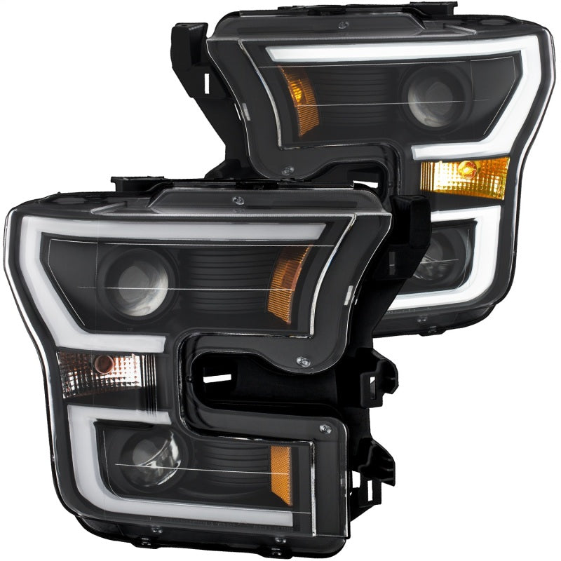 Phares de projecteur ANZO 2015-2017 Ford F-150 avec interrupteur de style planche noir avec ambre