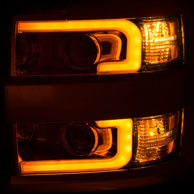 Phares de projecteur ANZO 15-17 Chevrolet Silverado 2500HD / 3500HD Chrome avec jante chromée