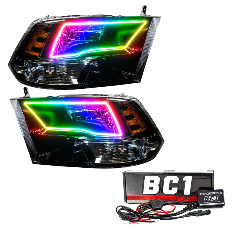 Oracle 09-17 RAM 1500 TRX Quad Pre-Assembled Headlights Blk Housing - w/ BC1 Cntrl