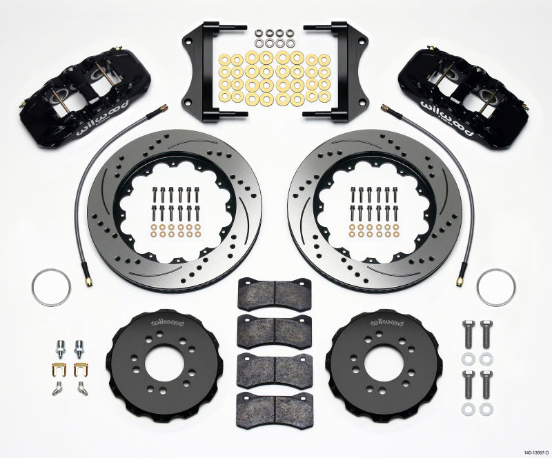 Kit de chapeau avant Wilwood AERO6 14,25 percé 2014-Up Corvette C7 avec lignes