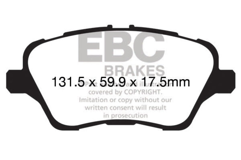 Plaquettes de frein avant EBC Bluestuff pour Ford Fiesta (MK7) 2017+