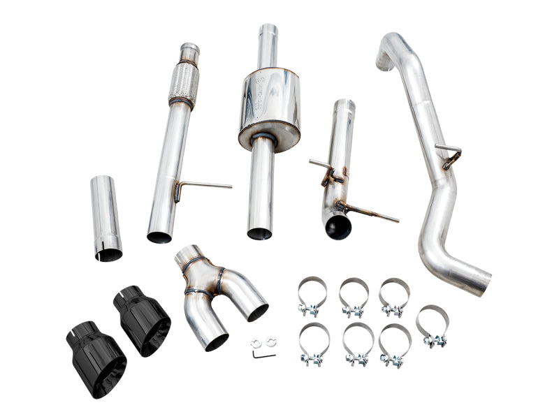 AWE Tuning 4e génération GM 1500 5,3 L 0FG Catback double sortie latérale (pare-chocs plat) - Embouts en diamant