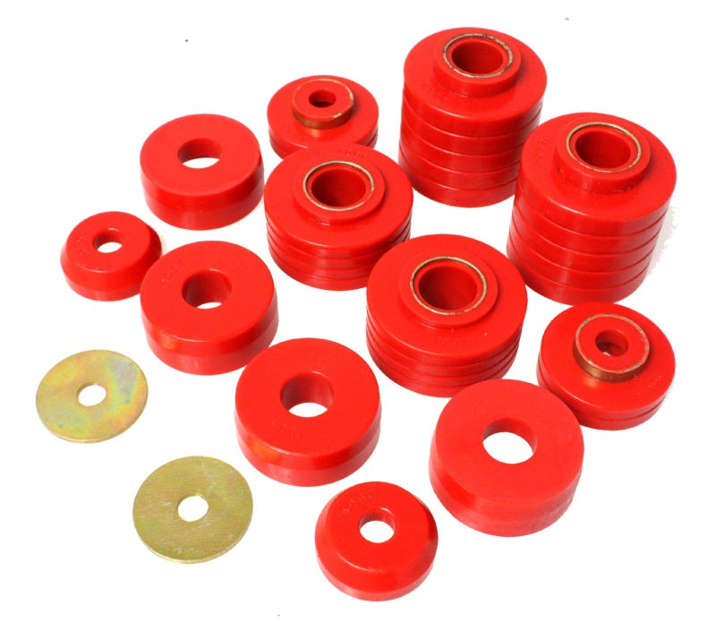 Ensemble de supports de carrosserie rouge Energy Suspension 80-98 Ford F250/F350 / 80-92 Ford F100/F150 / 85-98 Ford F450
