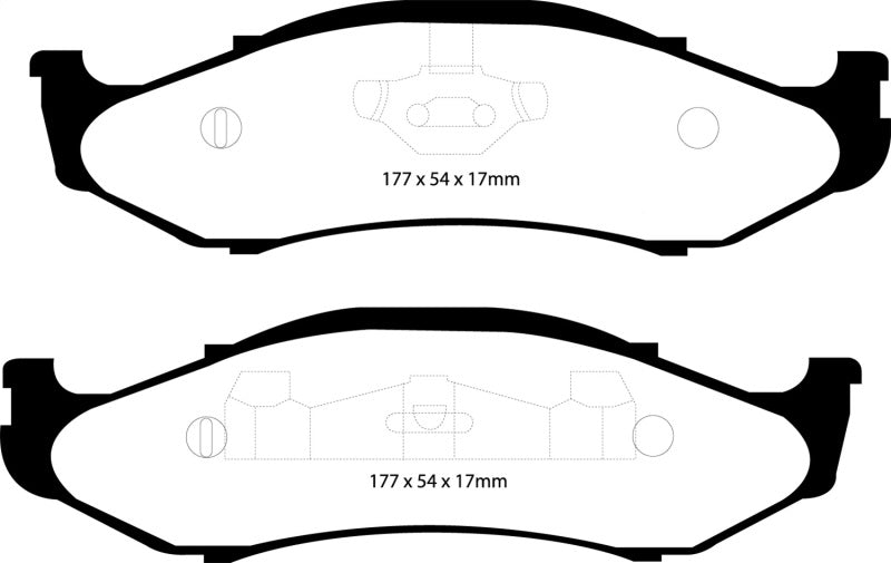 Plaquettes de frein avant EBC Yellowstuff pour Jeep Cherokee 2.5 97-99 à rotors hauts de 82 mm