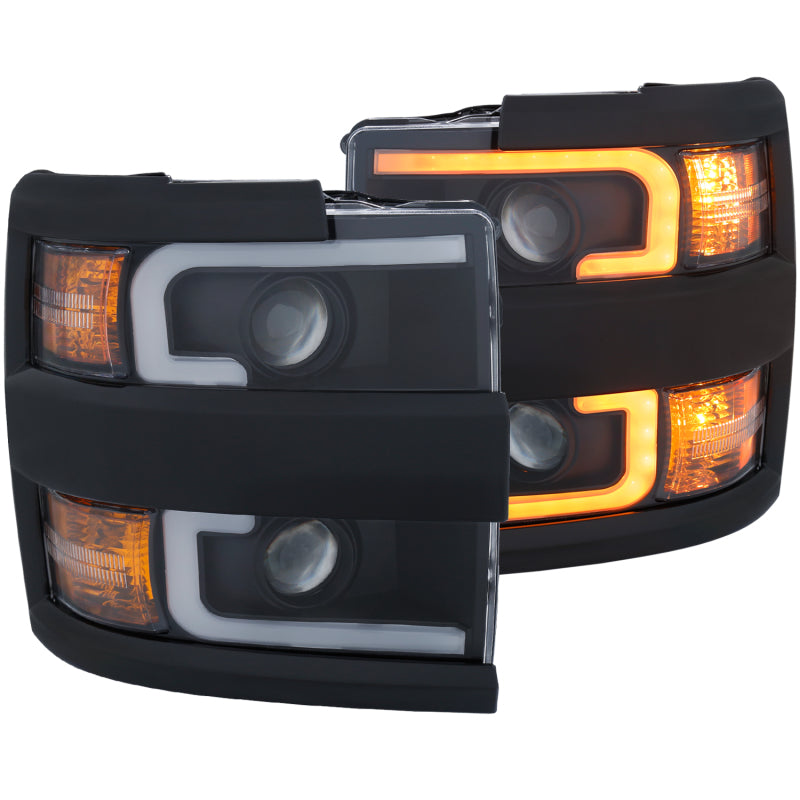Phares de projecteur ANZO 15-17 Chevrolet Silverado 2500HD / 3500HD Noir avec bordure noire