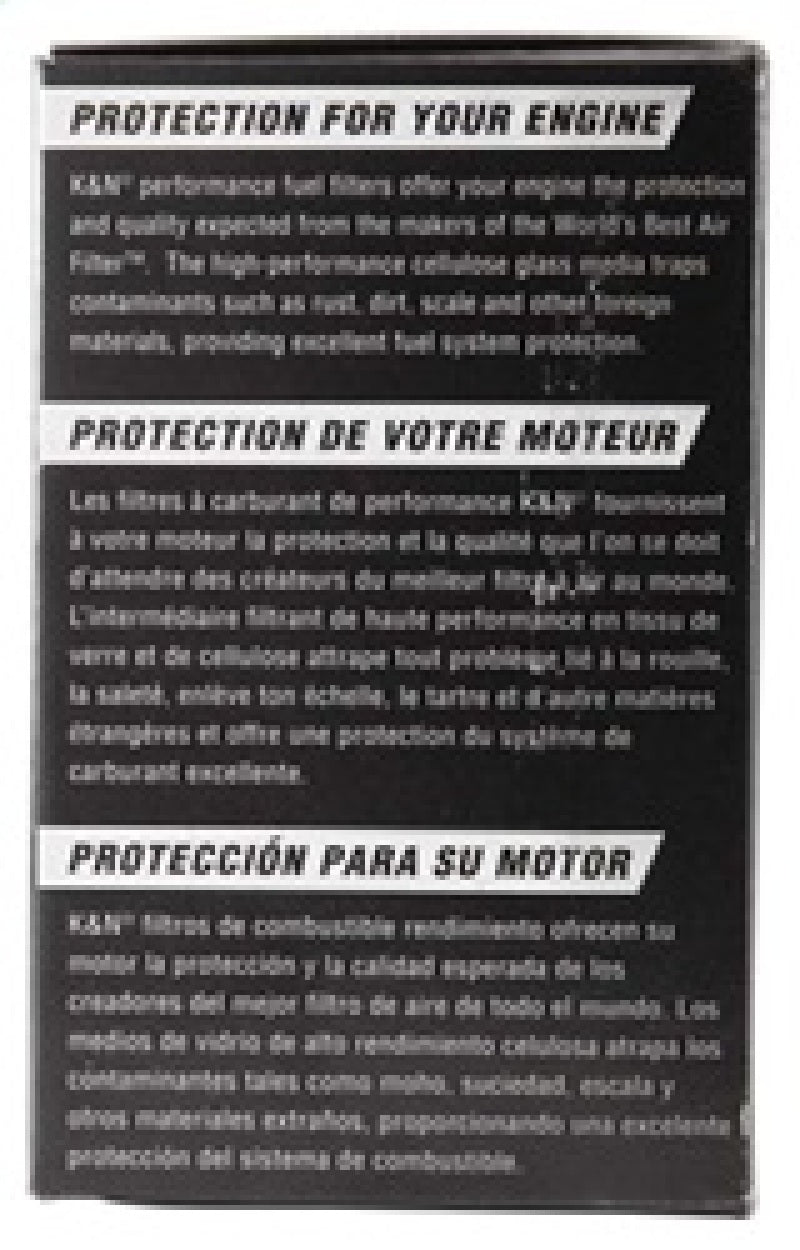 Filtre à carburant en cellulose K&N 2,125 po de diamètre extérieur x 4,281 po de longueur