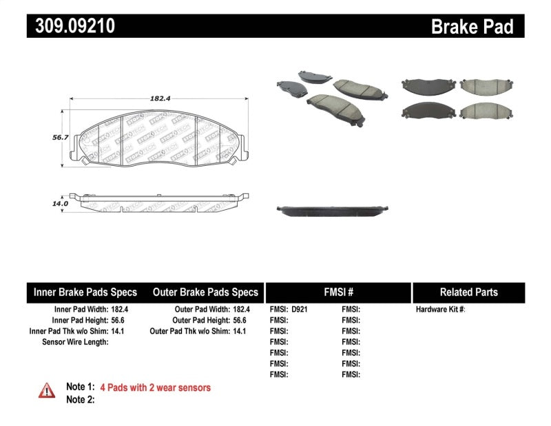 Plaquettes de frein StopTech Performance