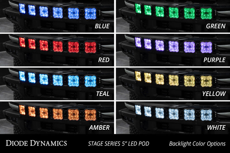 Kit de barre lumineuse de calandre à 6 modules CrossLink Bronco SS5 de Diode Dynamics Sport - Combo jaune