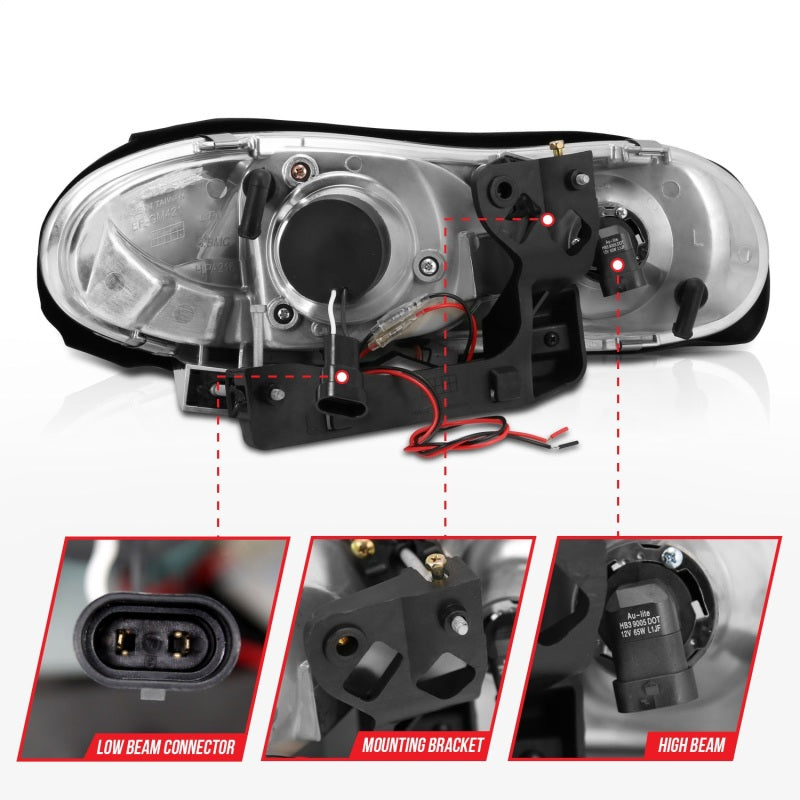 Phares de projecteur ANZO 1998-2002 Chevrolet Camaro avec halo noir