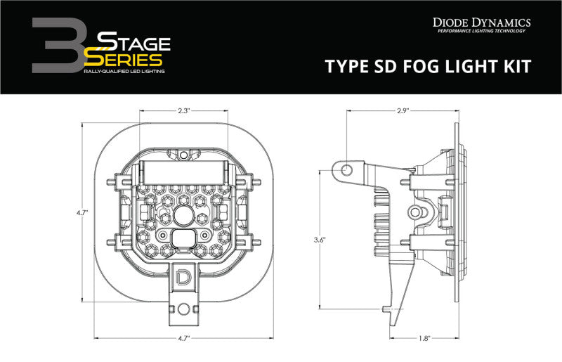 Kit Diode Dynamics SS3 Pro Type SD ABL - Brouillard SAE jaune