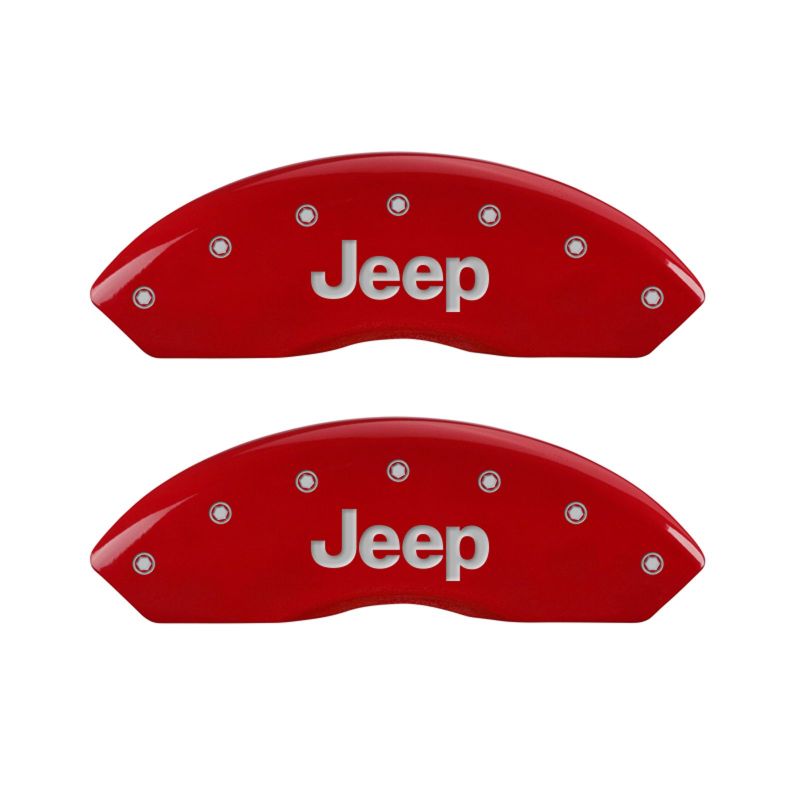 Couvre-étriers MGP 4 gravés avant et arrière JEEP finition rouge argent ch