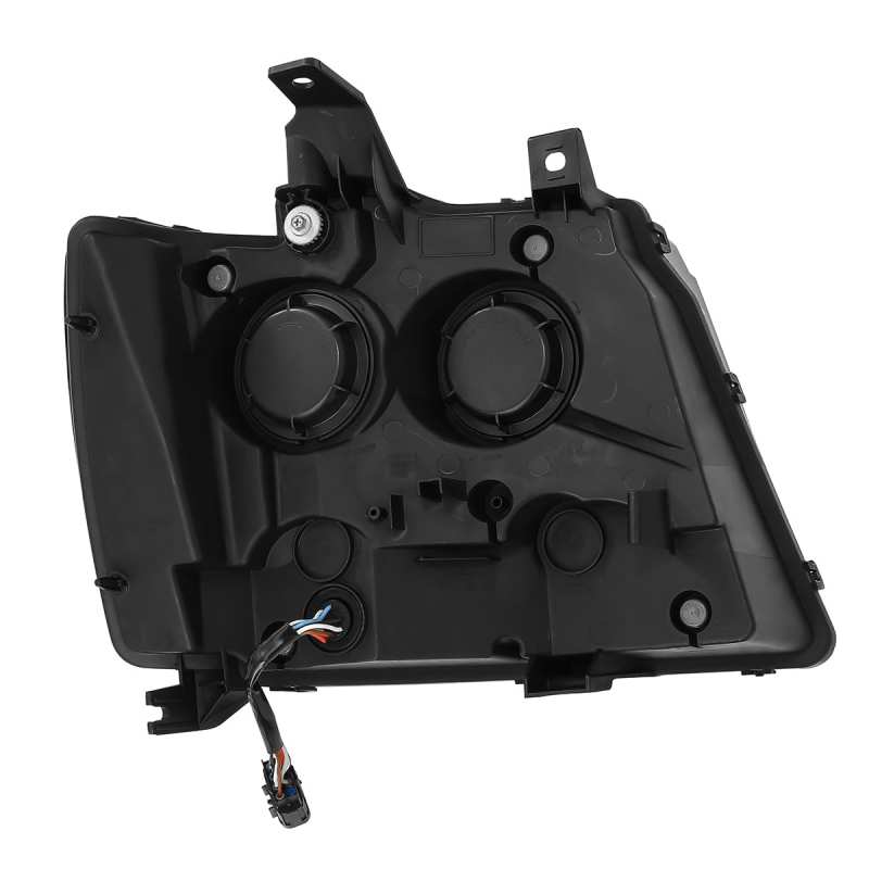 Phares à LED AlphaRex 07-13 Chevy Avalanche NOVA Project, style planche, noir brillant avec éclairage actif/DRL