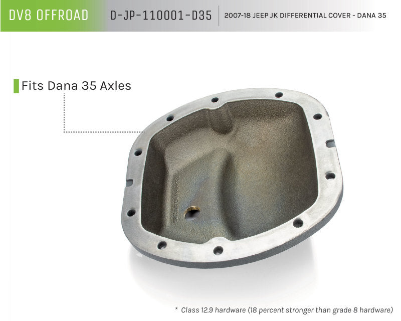 Cache différentiel DV8 Offroad HD Dana 35 en fonte grise avec revêtement en poudre