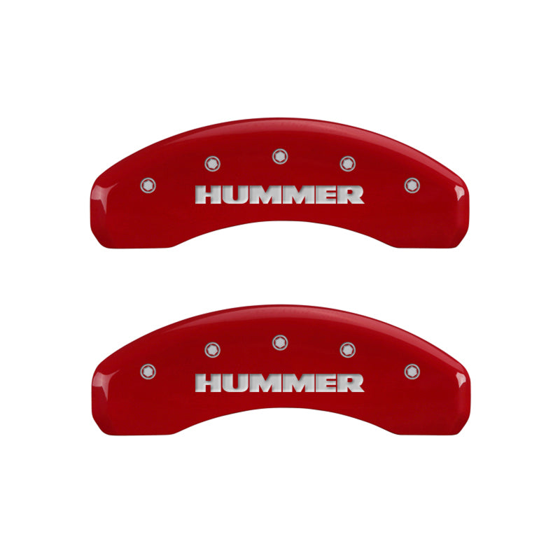 Couvre-étriers MGP 4 gravés avant et arrière finition rouge Hummer argent ch
