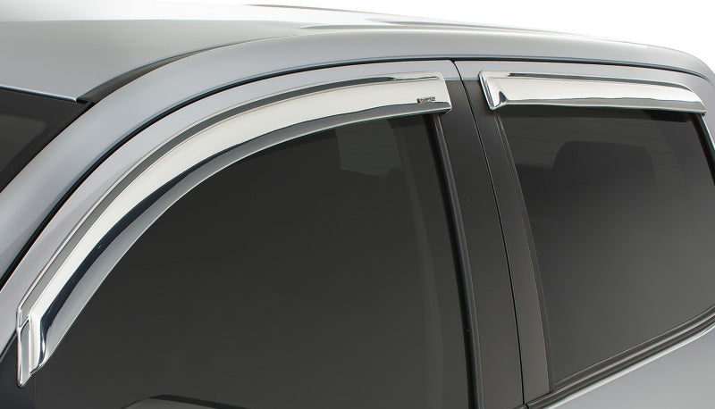 Déflecteur de vent latéral Tape-Onz pour camionnette Toyota Tundra à cabine multiplace allongée Stampede 2007-2019, 4 pièces - Chrome