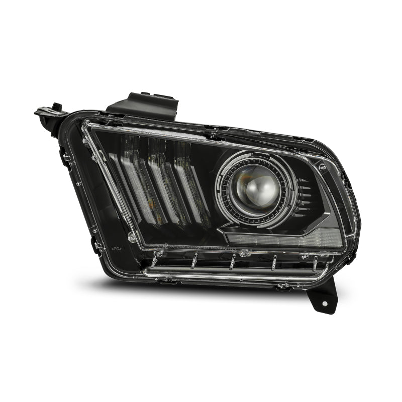 Phares de projecteur AlphaRex 10-12 Ford Mustang PRO-Series de style planche, noir de jais avec feux de jour supérieurs/inférieurs