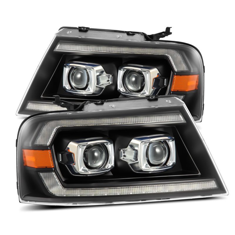 AlphaRex 04-08 Ford F-150 (No 2004 Heritage) LUXX-Series LED Proj HL Alpha-Blk avec Actv Lgt / Seq. Signer