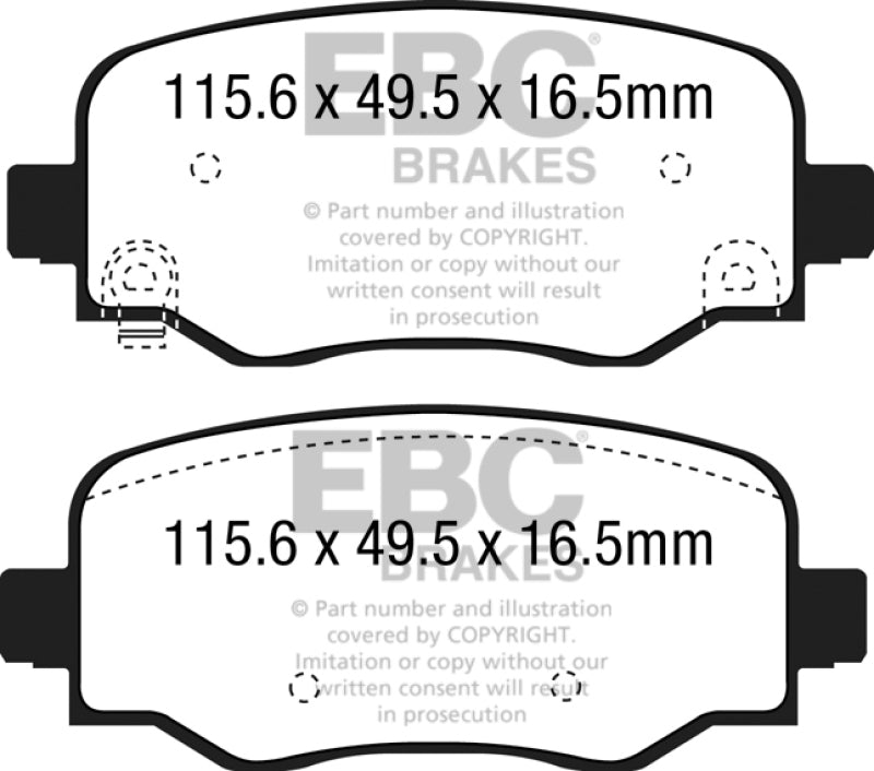 Plaquettes de frein arrière EBC 15+ Fiat 500X 1.4 Turbo Yellowstuff