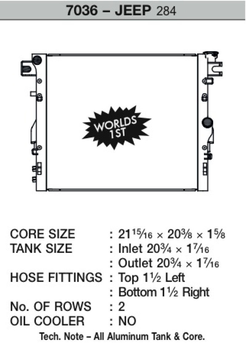 Radiateur CSF 07-18 Jeep Wrangler (JK)