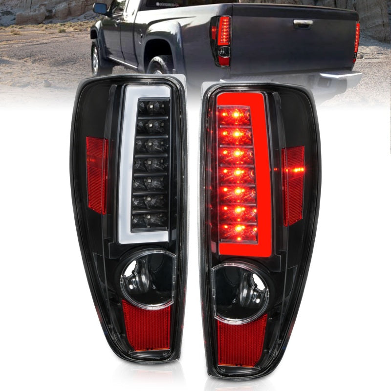 Feux arrière à LED ANZO 2004-2012 Chevrolet Colorado/GMC Canyon avec barre lumineuse et boîtier noir