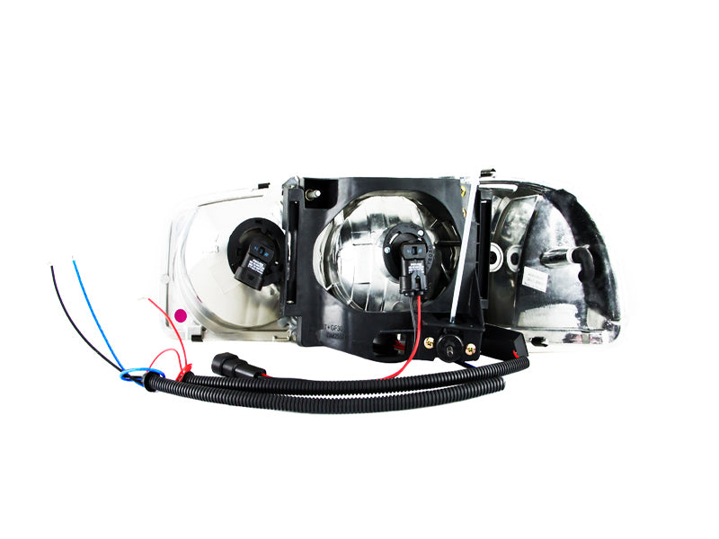 Phares en cristal ANZO 1999-2006 Gmc Sierra 1500 avec halo et LED chromés