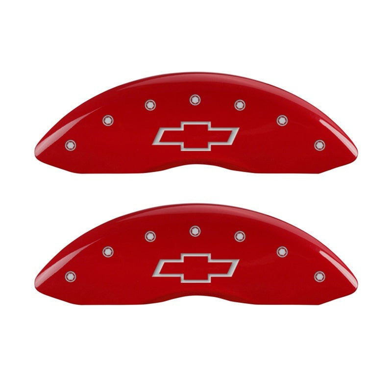 MGP Front set 2 Étrier Covers Gravé Avant Nœud Papillon Rouge finition argent ch