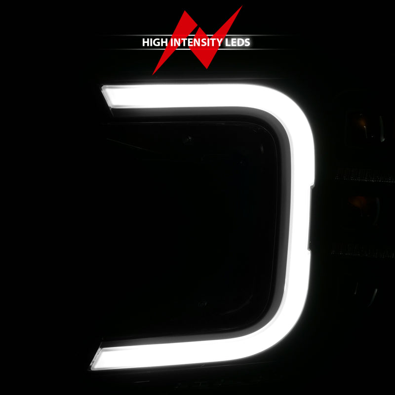 Phares de style barre de fumée à projecteur LED complet Anzo 18-20 Ford F-150 noir ambre