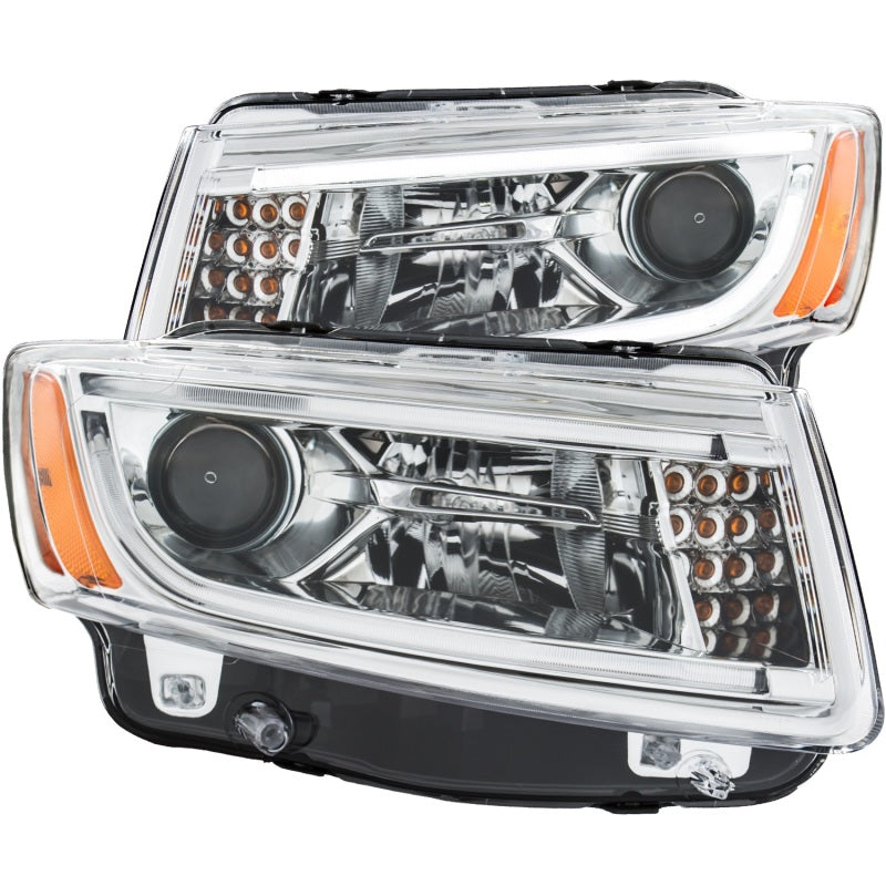 Phares de projecteur ANZO 2014-2015 Jeep Grand Cherokee avec design de style planche chromé