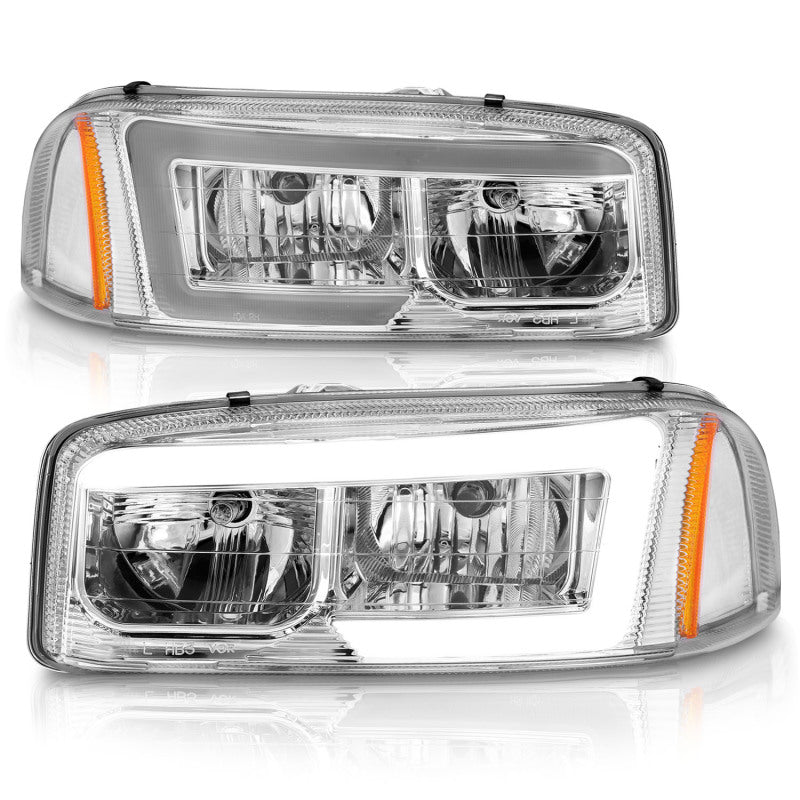 Phares Anzo 99-17 GMC Sierra/Denali Chrome Ambre (avec barres lumineuses C)