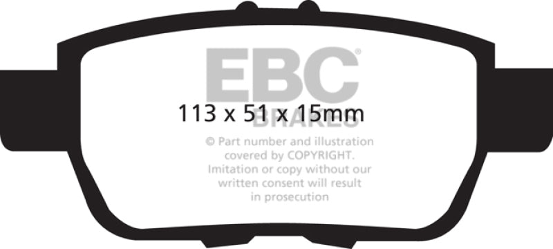 Plaquettes de frein arrière EBC 05-14 Honda Ridgeline 3.5 Greenstuff