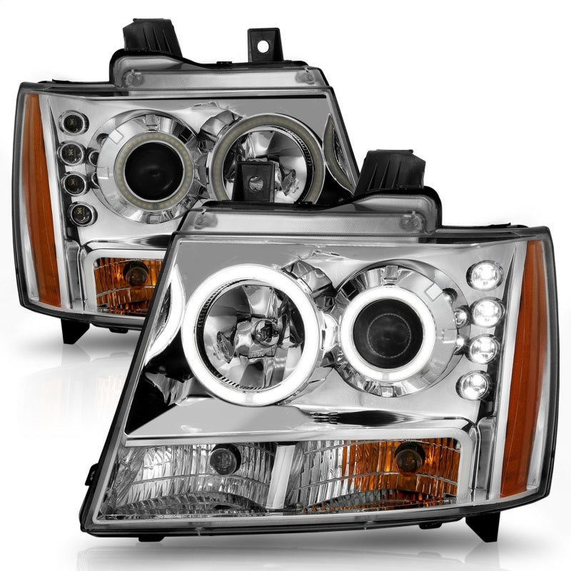 Phares de projecteur ANZO 2007-2013 Chevrolet Avalanche avec halo chromé