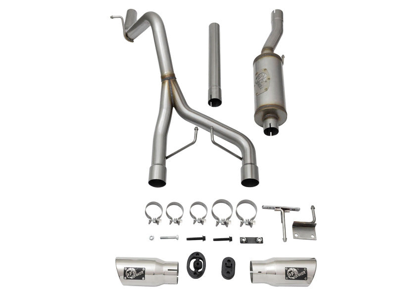 Échappement aFe Rebel Series CB 2,5 pouces à double sortie centrale SS avec embout poli 07-15 Jeep Wrangler 3,6 L/3,8 L V6