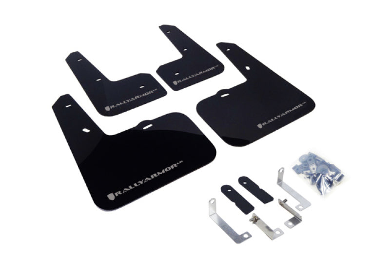 Bavette garde-boue Rally Armor 12-18 Hyundai Veloster noire UR avec logo argenté