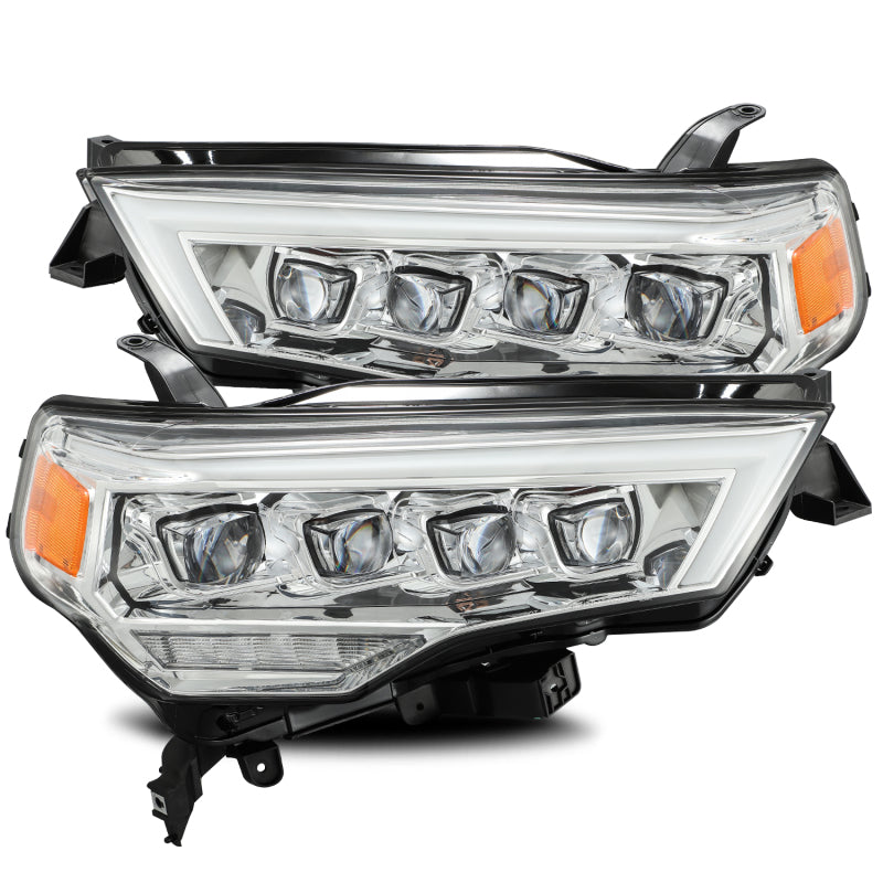 Phares de projecteur à LED AlphaRex 14-20 Toyota 4Runner NOVA de style planche chromé avec lumière d'activation