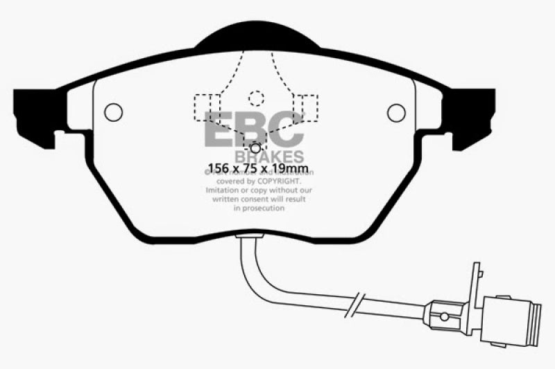 Plaquettes de frein avant EBC Greenstuff pour Audi A8 Quattro 4.2 (jeu de 4 plaquettes) 97-99