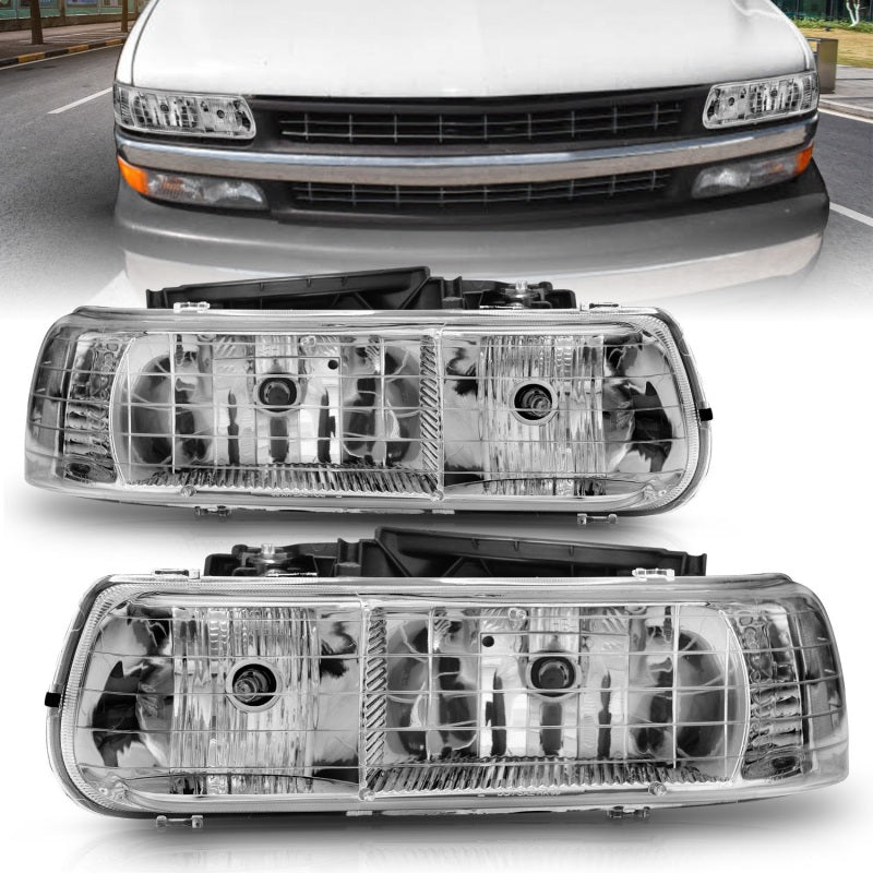 Phares en cristal chromés ANZO 1999-2002 Chevrolet Silverado 1500