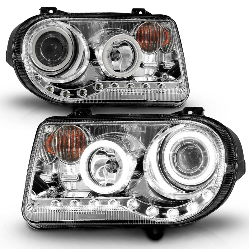 Phares de projecteur ANZO 2005-2010 Chrysler 300C avec halo chromé (CCFL) G2