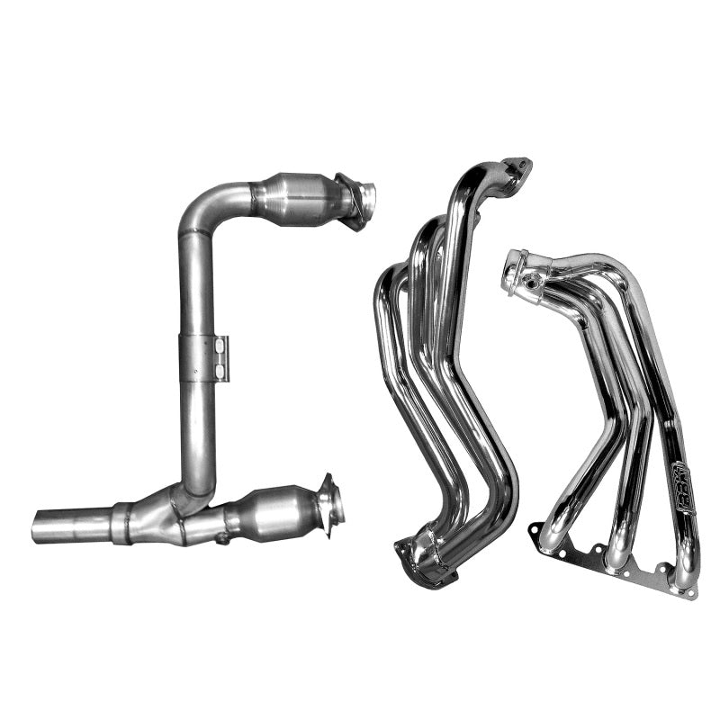 Collecteurs d'échappement à tube long et tuyau en Y et convertisseurs BBK 07-11 Jeep 3.8 V6 - 1-5/8 Chrome