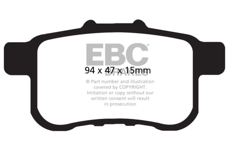 Plaquettes de frein arrière EBC 09-14 Acura TSX 2.4 Redstuff