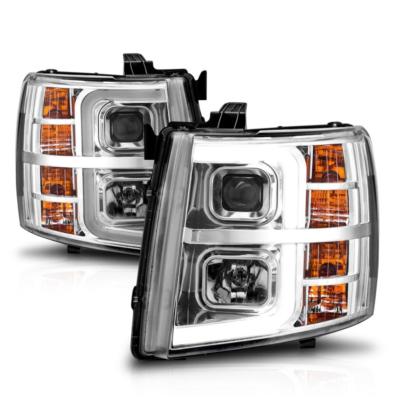 ANZO 2007-2013 Chevrolet Silverado 1500 Projecteur avec barre lumineuse Boîtier chromé avec séquentiel