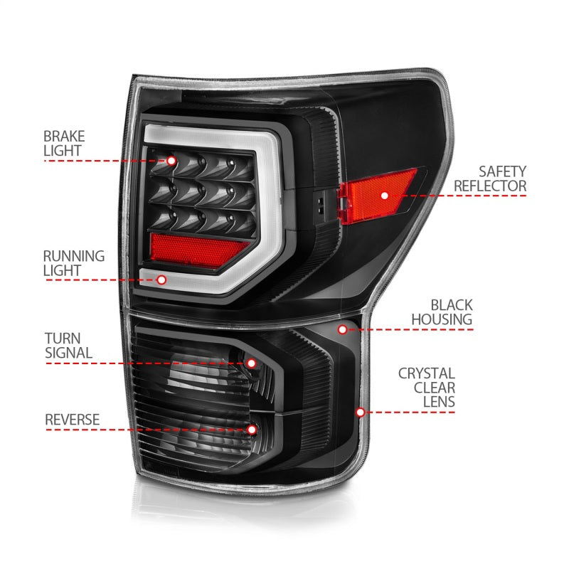 ANZO 07-11 Toyota Tundra Full LED Taillights Black Housing Clear Lens G2 (w/C light Bars)