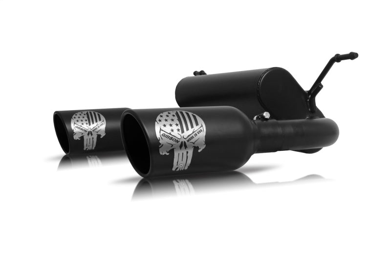 Échappement double Cat-Back de la série Patriot Skull de Gibson 12-17 pour Jeep Wrangler Sport 3,6 L 2,5 po - Céramique noire