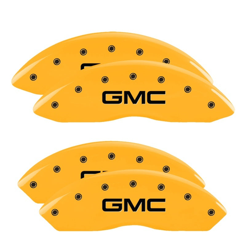 Couvre-étriers MGP 4 gravés F & R Style GM/Finition jaune hybride Noir Char 2002 GMC Sierra 1500
