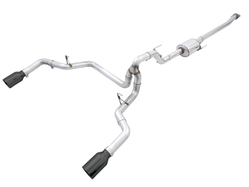 AWE 0FG 21+ Ford F150 Échappement arrière double divisé Cat-Back - Embouts noirs diamantés de 5 pouces