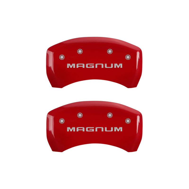 Couvre-étriers MGP 4 gravés avant et arrière finition rouge Magnum argent ch