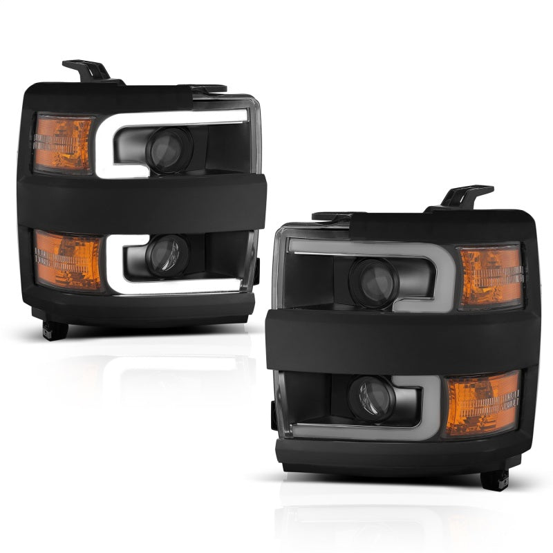 Phares de projecteur ANZO 15-17 Chevrolet Silverado 2500HD / 3500HD Noir avec bordure noire