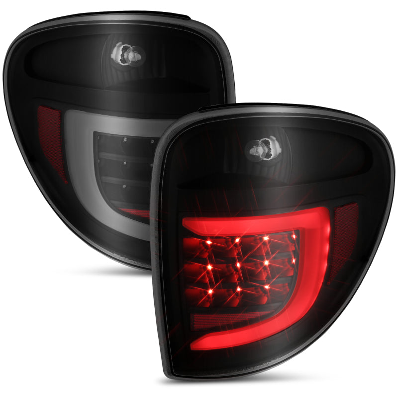 ANZO 2004-2007 Dodge Grand Caravan Feux arrière à LED avec barre lumineuse Boîtier noir Lentille fumée