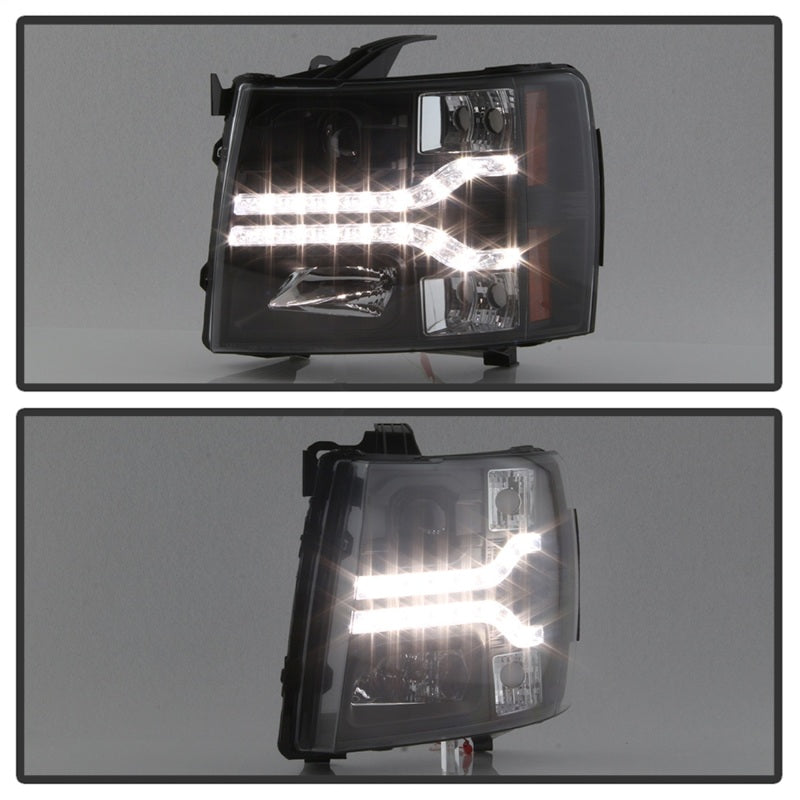 Phares de projecteur Spyder Chevy Silverado 1500 07-13 V2 - LED DRL - Noir PRO-YD-CS07V2-DRL-BK