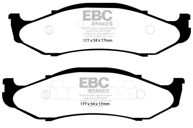 Plaquettes de frein avant EBC Yellowstuff pour Jeep Cherokee 2.5 97-99 à rotors hauts de 82 mm